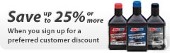Save up to 25% online on AMSOIL Synthetic Oil with a perferred customer discount. Save up to 25% online on AMSOIL Synthetic Oil.