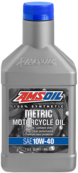 AMSOIL® 10W-40 Synthetic Metric Motorcycle oil bottle