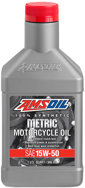 AMSOIL® 15W-50 Synthetic Metric Motorcycle oil bottle